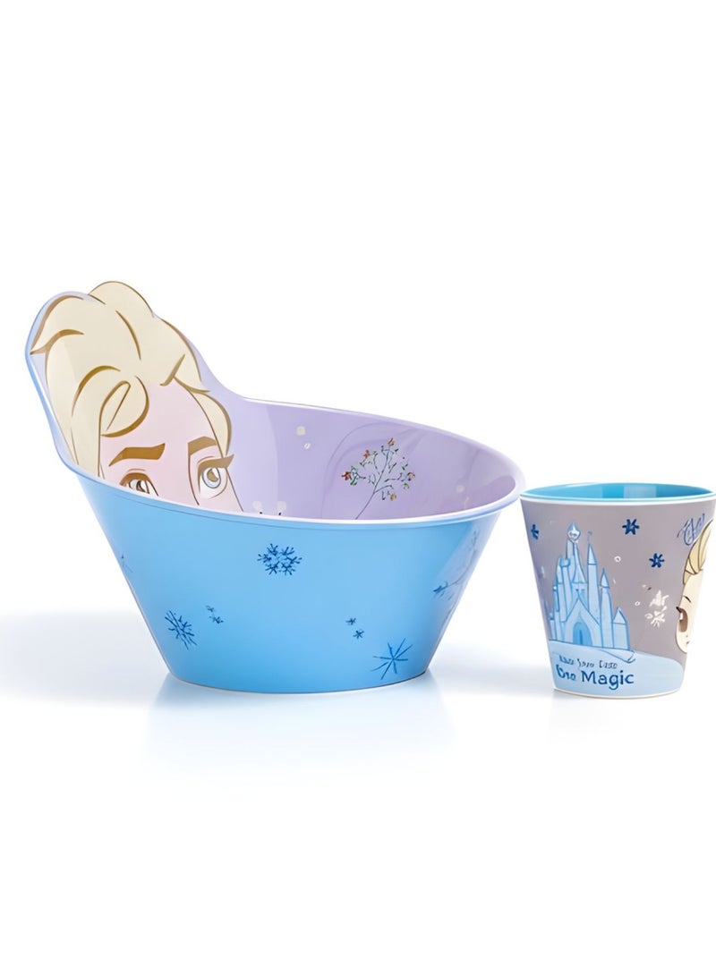 Disney Kids Cartoon Bowl & Cup Set – Cute Princess Design | Child-Friendly Plastic Feeding Bowl with Matching Drinking Cup | BPA-Free, Lightweight & Durable for Toddlers & Kids - Image 2